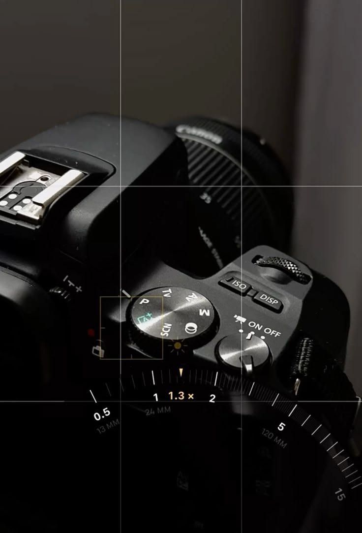 Close-up of the dials and controls on top of a camera